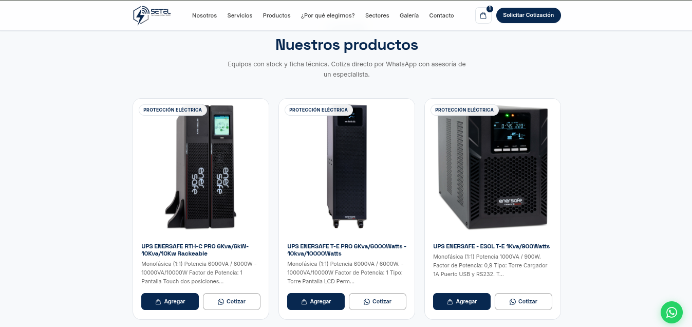 Tienda SETEL — captura 4