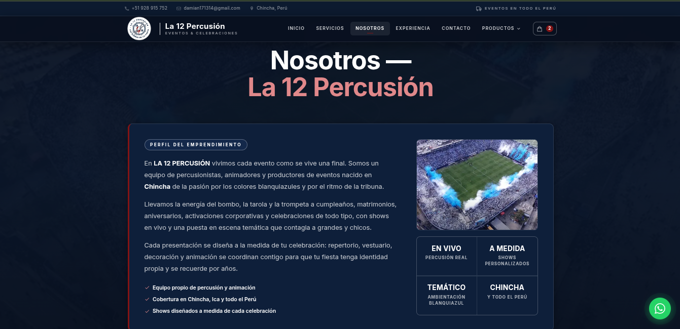 Web Corporativa La 12 Percusión - Chincha — captura 3