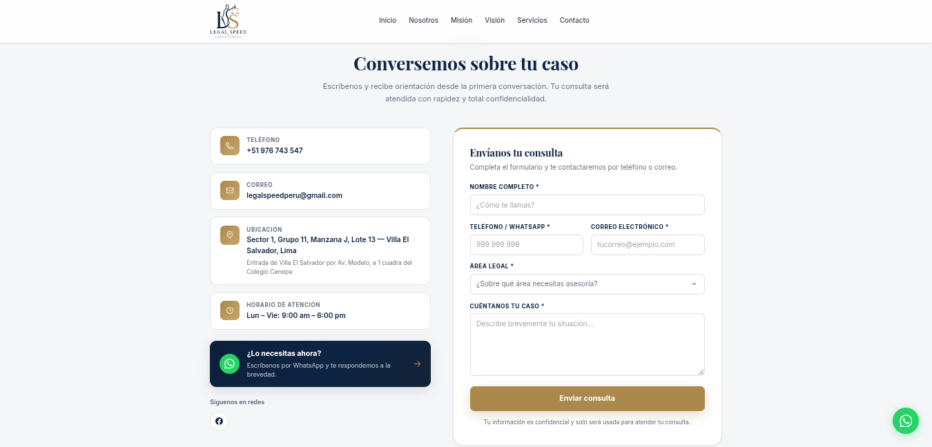 Web Corporativa Legal Speed Peru — captura 2