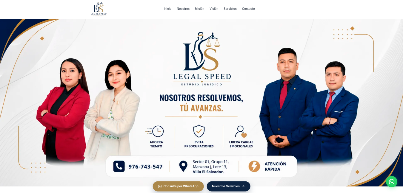 Captura del proyecto Web Corporativa Legal Speed Peru