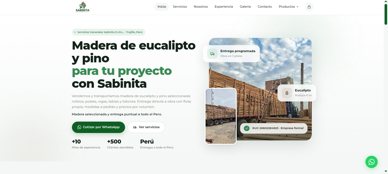 Captura del proyecto Tienda Online Servicios Generales Sabinita E.I.R.L.